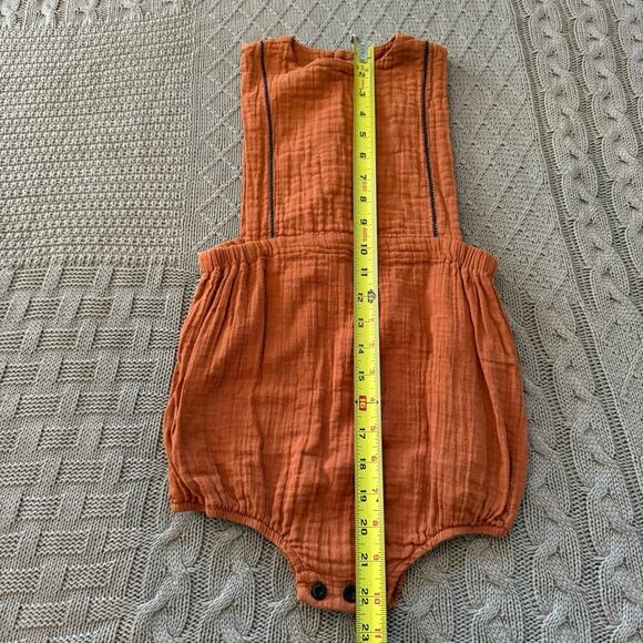 Gauze Material Rust Orange Bubble Romper ~ 4 - Picture 4 of 9